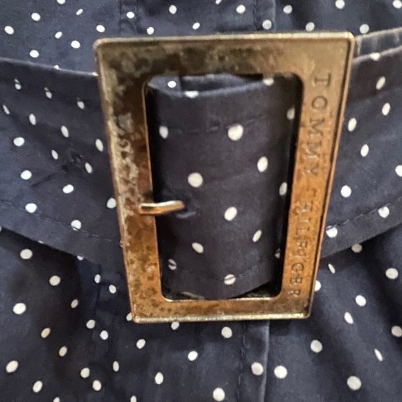 Tommy Hilfiger Navy Blue & White Polka Dot Jacket Coat Cotton Hood Size XS - Picture 9 of 9